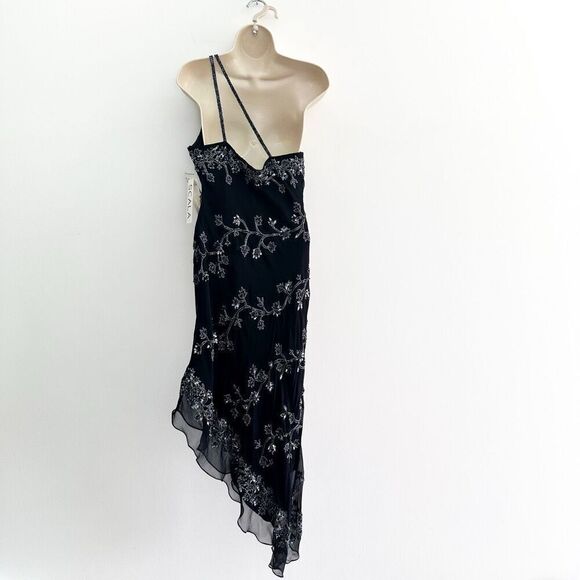 Scala Women’s Vintage Y2K Black Beaded Asymmetrical One Shoulder - Picture 2 of 10